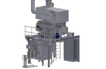 Industrieofen Anlage (650°C) mit Thermischer Nachverbrennung, Stahl-Bühne und umfangreichem Equipment zur Schalldämmung und Beschickung