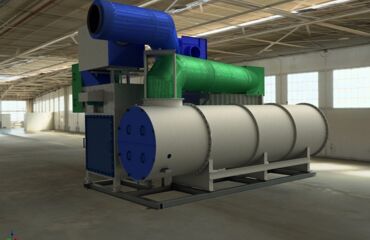 Thermische Abgasreinigungsanlage mit Rohgasvorwärmung und Abwärmenutzung zur Warmwasser-Erzeugung